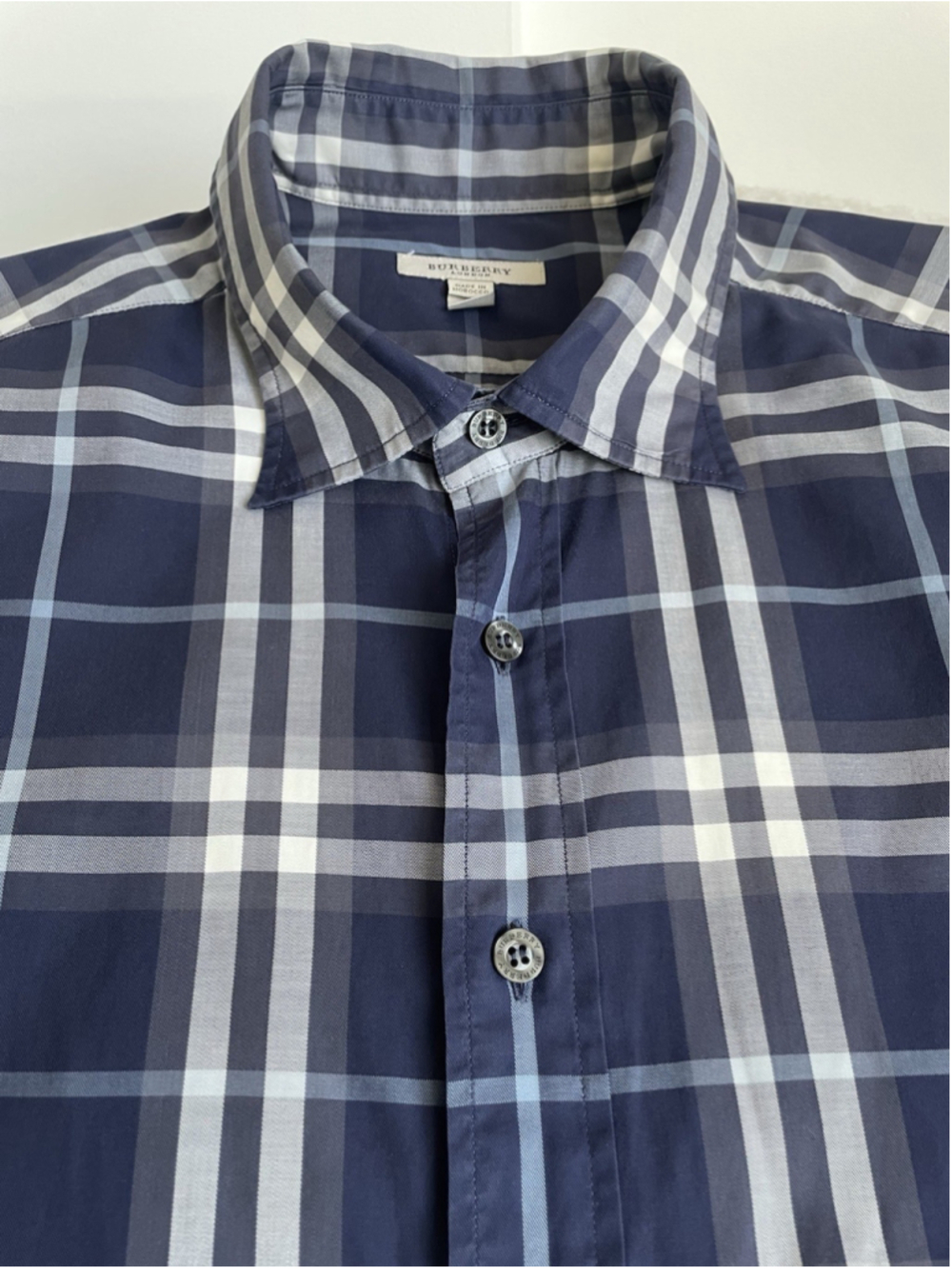 Burberry Shirt Mens XL Blue Plaid Check Short Sleeve Button Up - Picture 4 of 8